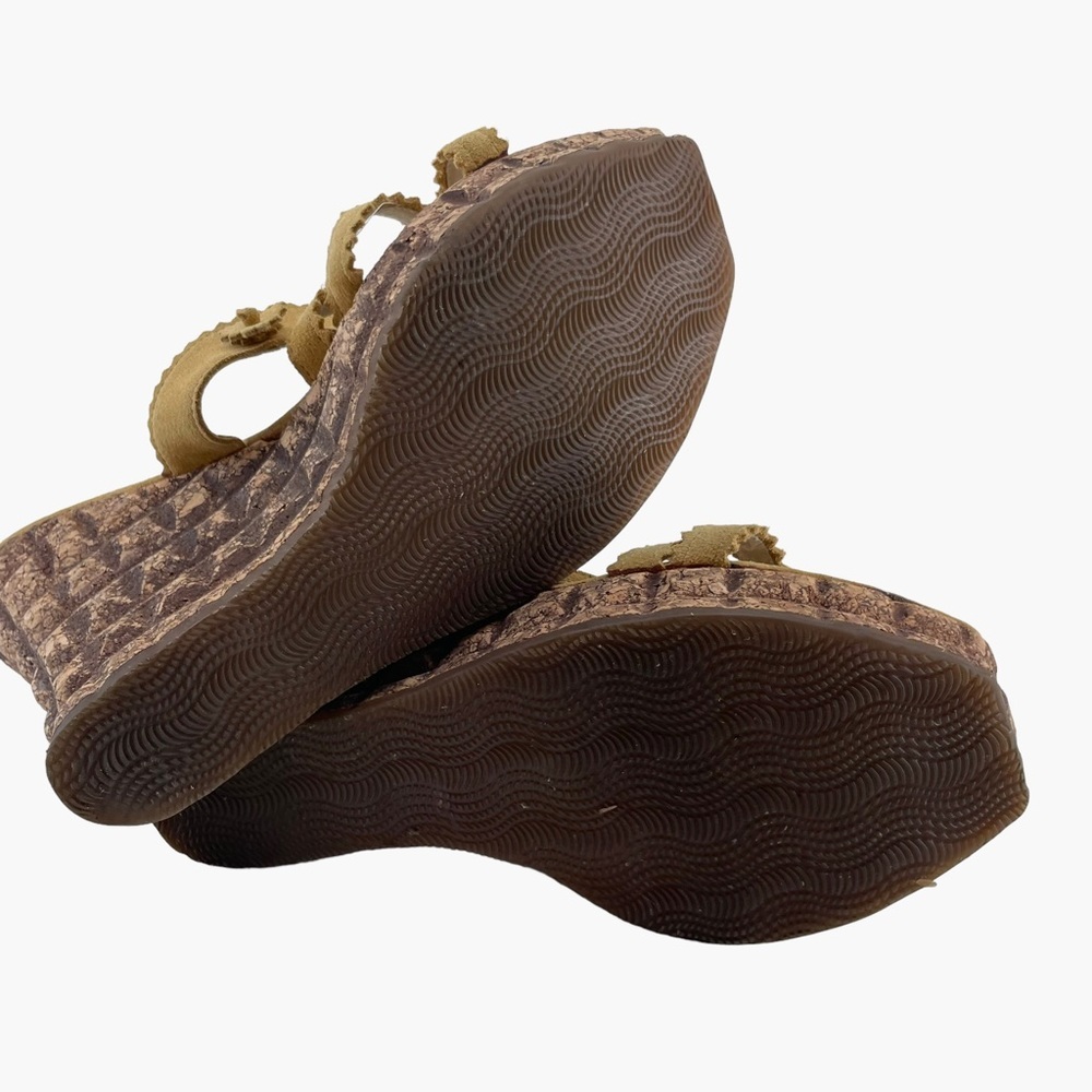 Jacques Raphael Suede Tan Cube Wedges - Picture 6 of 9